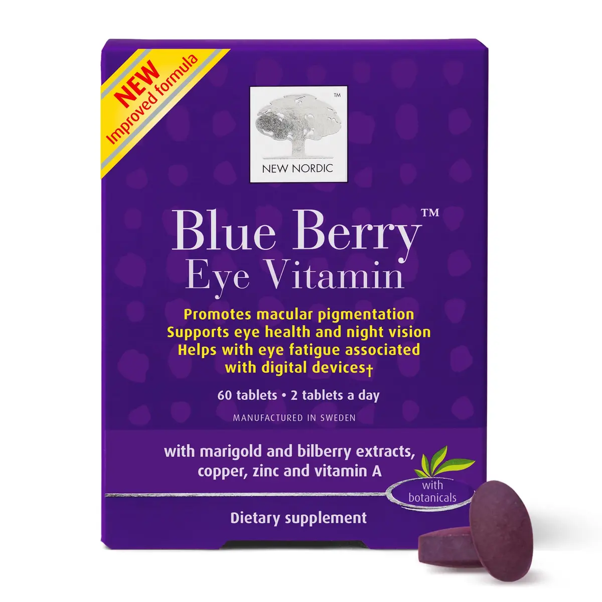 NEW NORDIC Blue Berry Eye Vitamin Supplement Daily Vision Support - 60 Ct. - main product image