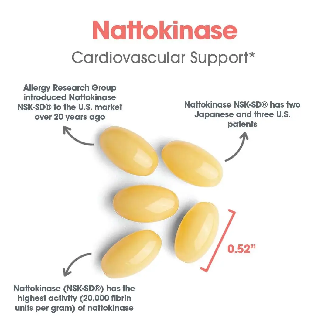 Allergy Research Group Nattokinase Supplement NSK-SD 2000 FU, 100mg | Supports Cardiovascular & Circulatory Health, 60 Softgels - view 5