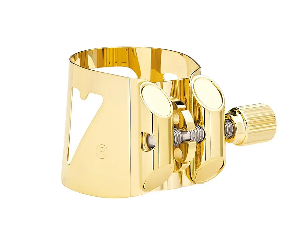 Vandoren LC06P Optimum Ligature and Plastic Cap for Soprano Saxophone Gilded with 3 Interchangeable Pressure Plates, Black - view 2