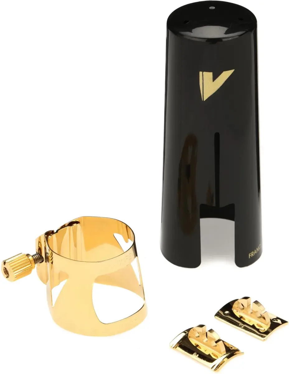 Vandoren Optimum Ligature and Plastic Cap for Eb Clarinet Silver Plated with 3 Interchangeable Pressure Plates | Quick Tightening & Freedom of Expression — Baritone Saxophone - main product image