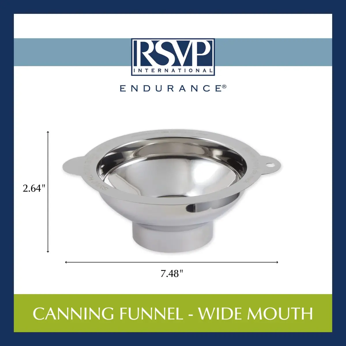 RSVP International Endurance Wide Mouth Canning Funnel 2.75" (7cm) | Non-Reactive 18/8 Stainless Steel - view 7