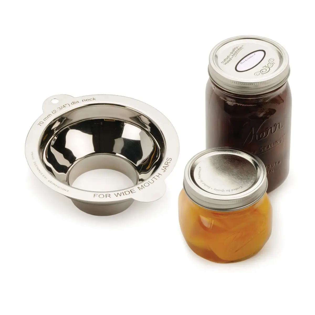 RSVP International Endurance Wide Mouth Canning Funnel 2.75" (7cm) | Non-Reactive 18/8 Stainless Steel - view 2
