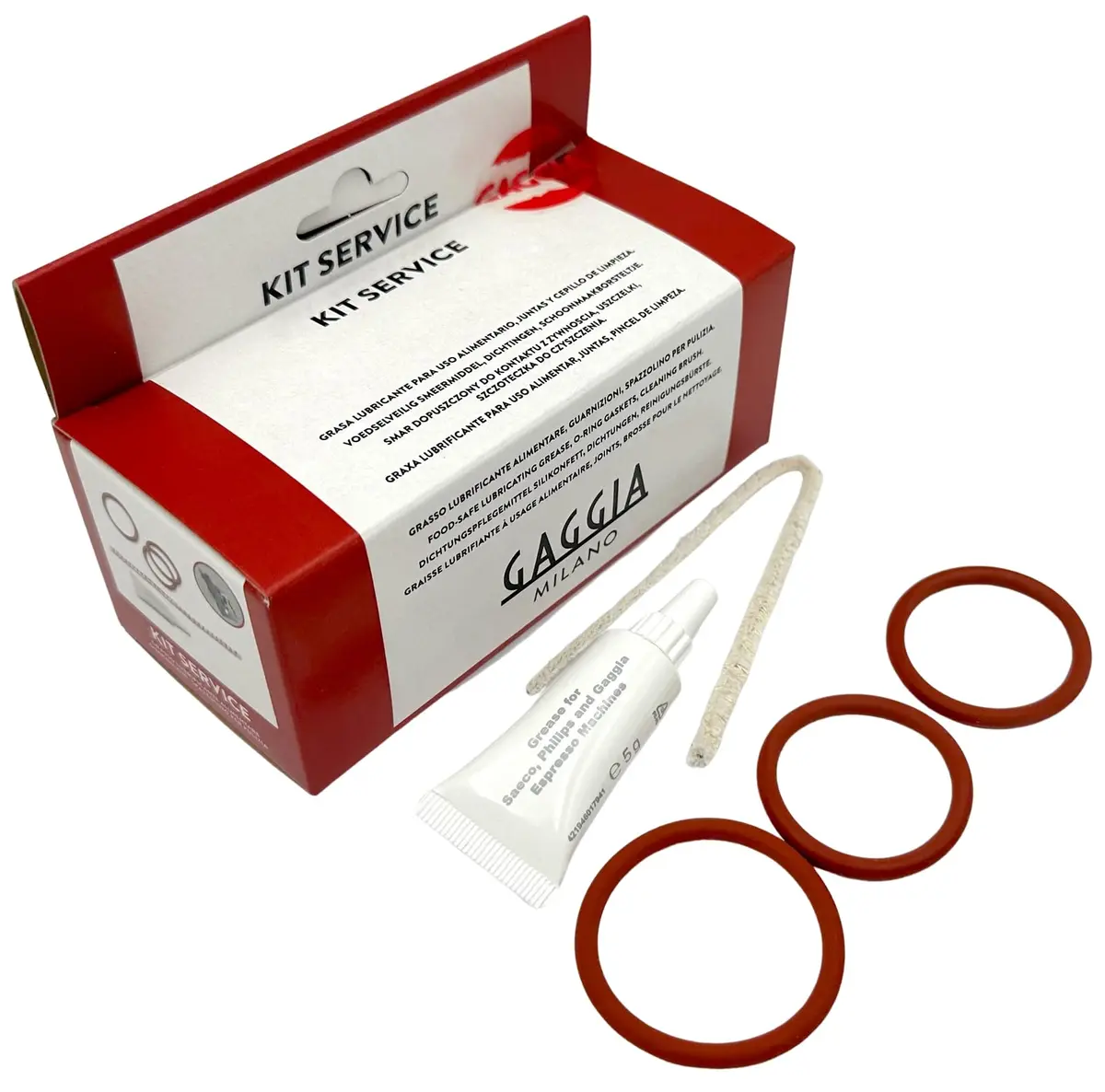 Gaggia Bean to Cup Cleaning Service Kit - Lubricating Grease, 2 x o-Ring gaskets & Brush | Protects espresso machine - main product image