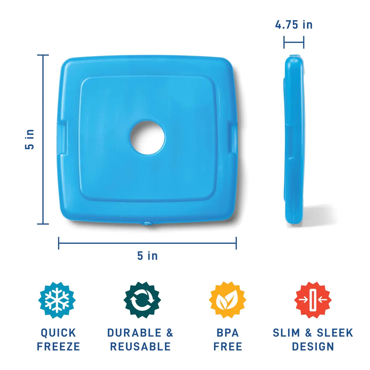 Fit & Fresh 4 Pack Slim Ice Packs | Space Saving Reusable Ice for Lunch & Coolers - view 3