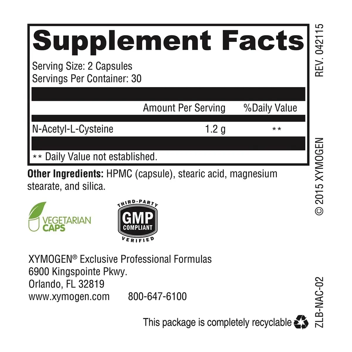 XYMOGEN NAC 60 Capsules | Potent Antioxidant Support for Detox & Immunity - view 2