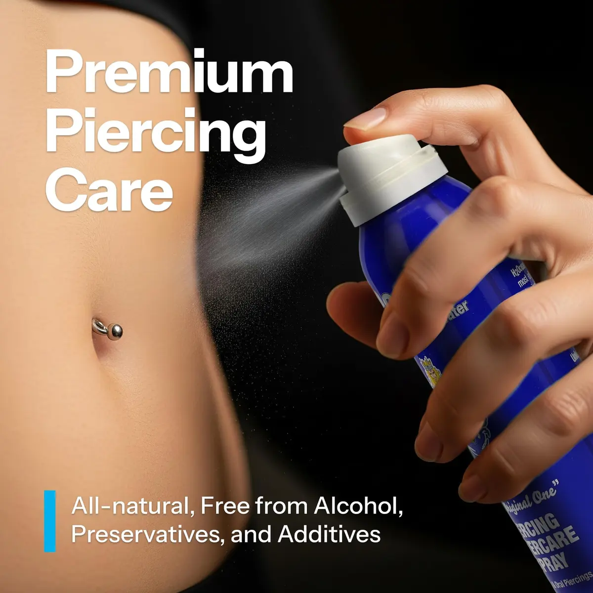 H2Ocean Piercing Aftercare Spray Blue Sea Salt 44ml (1.5 Fl Oz) | Sterile Saline Solution for Piercings - view 2