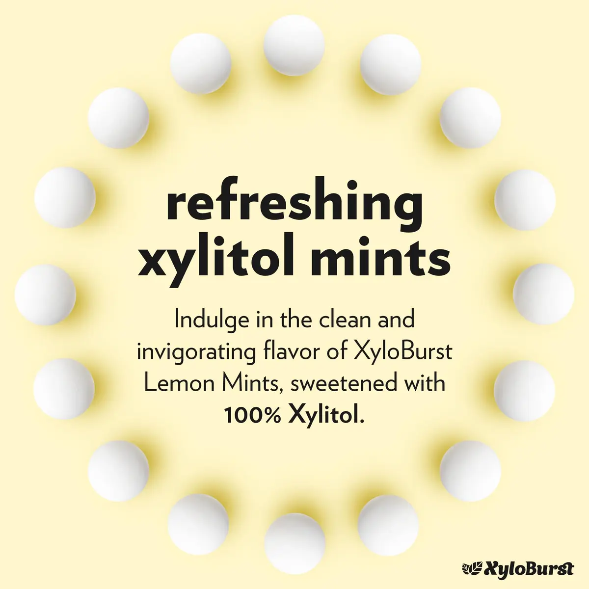 Xyloburst Xylitol Mints Lemon | Sugar Free Breath Freshener for Oral Health, Gluten Free, Vegan, Keto | 200 Count Jar - view 4