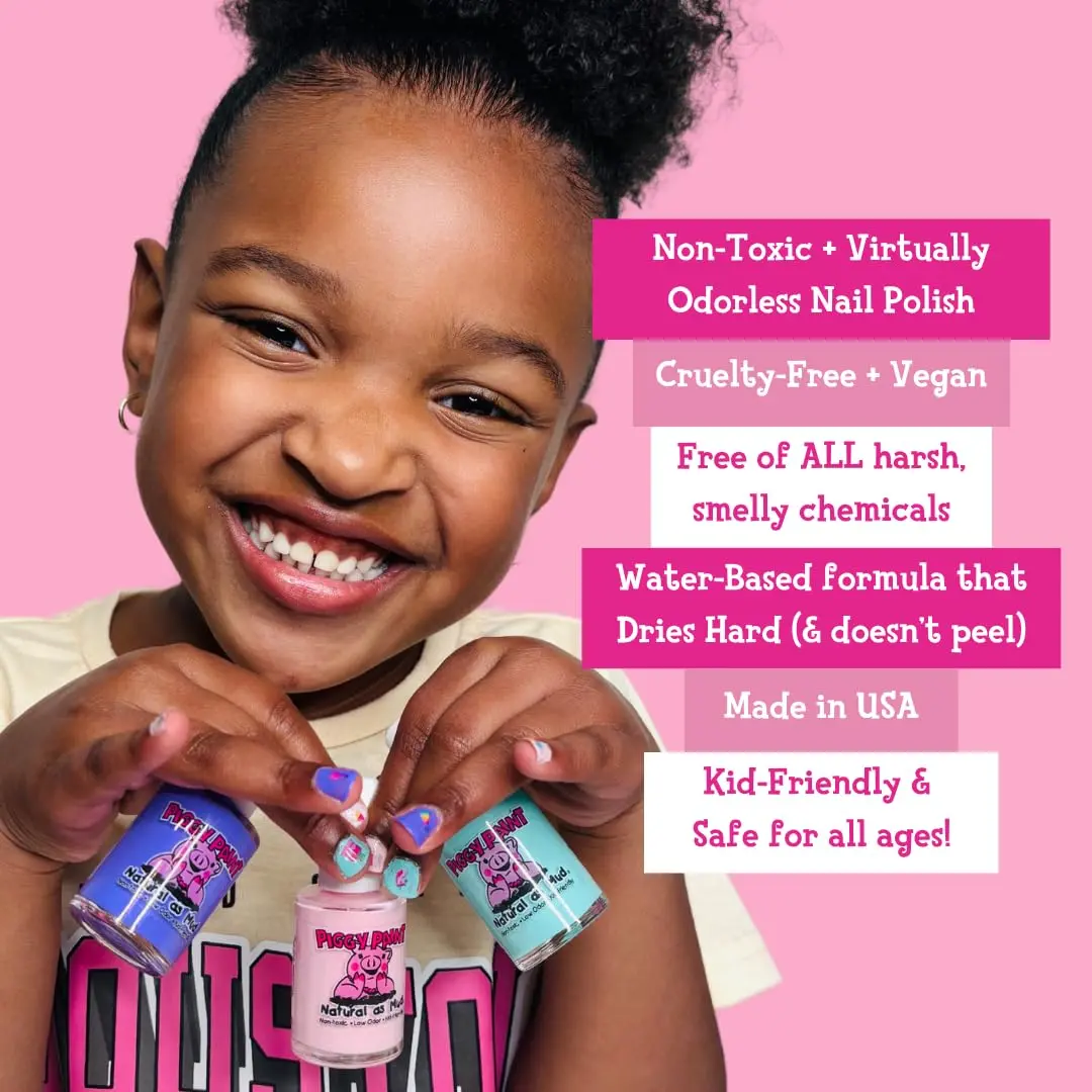 Piggy Paint Nail Polish, Non-Toxic, Natural, Vegan - Neon Pink Shimmer | Safe & Durable for Kids & All Ages - view 5