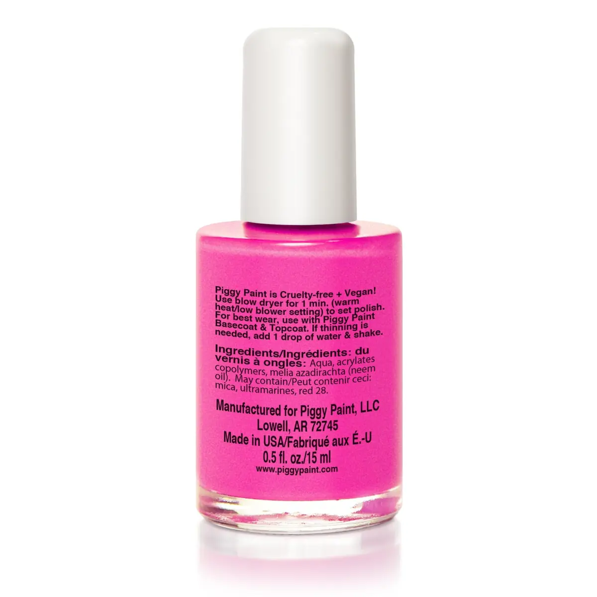 Piggy Paint Nail Polish, Non-Toxic, Natural, Vegan - Neon Pink Shimmer | Safe & Durable for Kids & All Ages - view 2