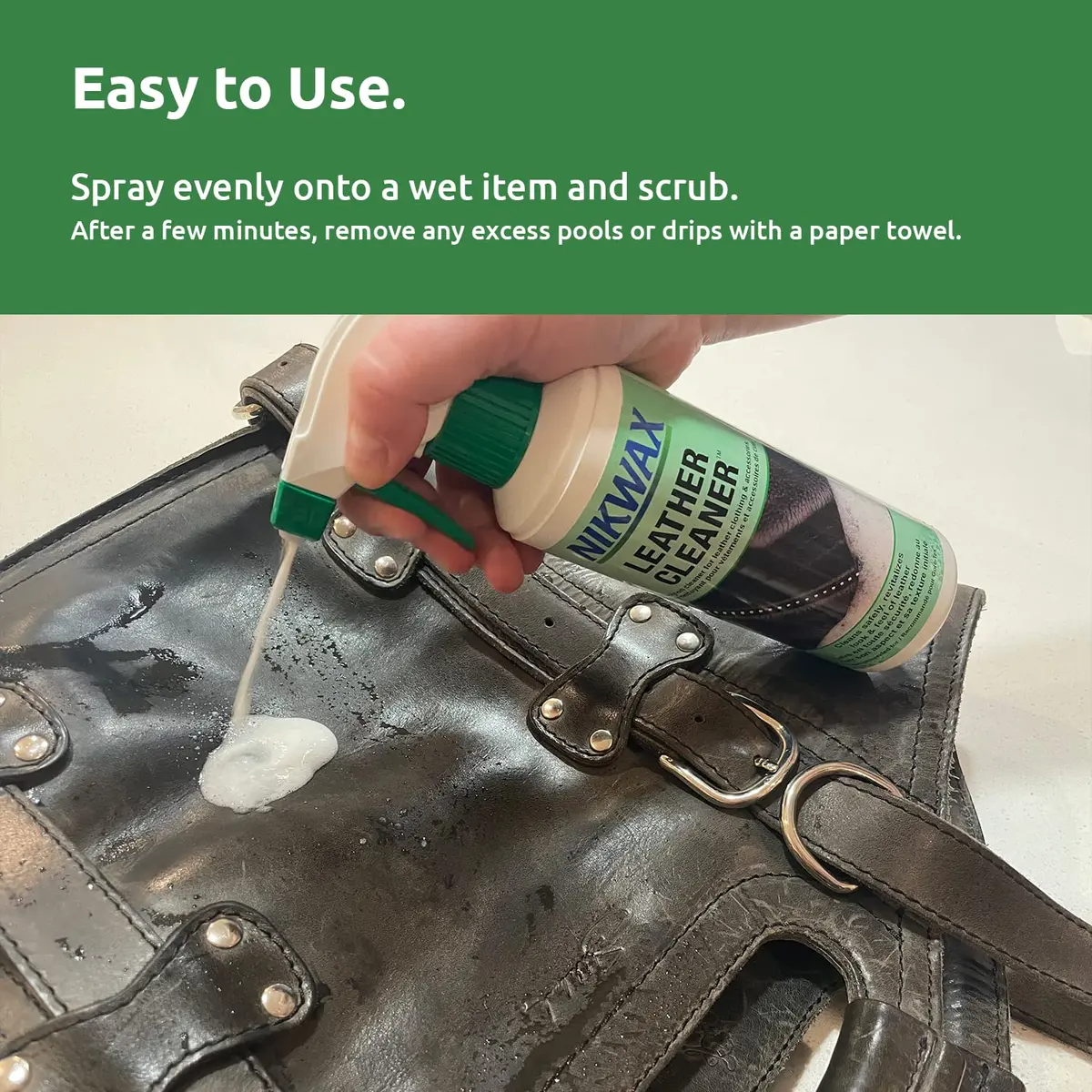 Nikwax Leather Cleaner Spray to Clean, Care, Protect & Revitalize Leather Car Interiors, Motorcycle Seats, Jackets, Leather Apparel, Furniture, Shoes, Bags, Purses, Accessories | 10 Fl Oz - view 5