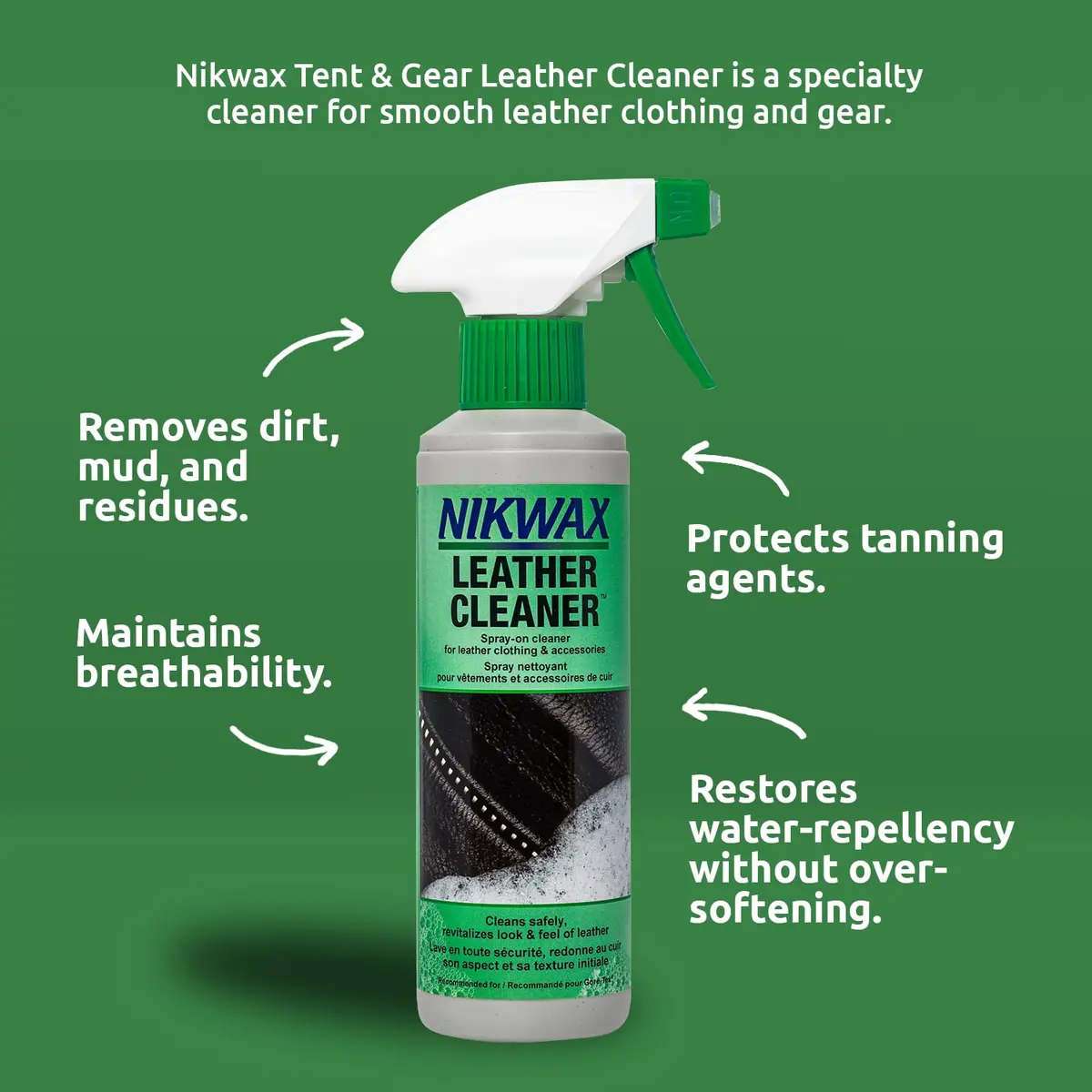 Nikwax Leather Cleaner Spray to Clean, Care, Protect & Revitalize Leather Car Interiors, Motorcycle Seats, Jackets, Leather Apparel, Furniture, Shoes, Bags, Purses, Accessories | 10 Fl Oz - view 4