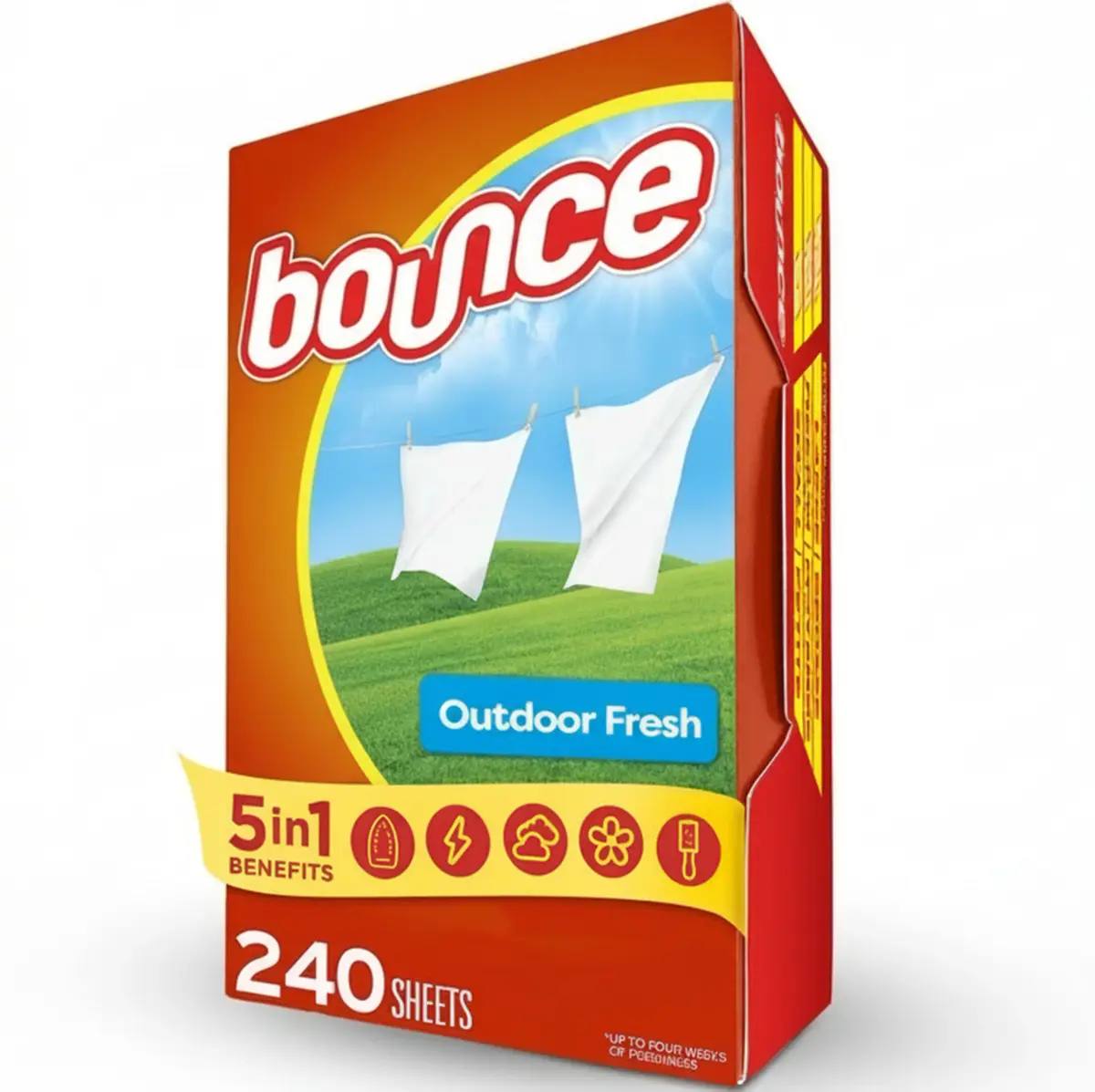 Bounce Outdoor Fresh Scent Fabric Softener Sheets 240 Count | Reduces Static & Wrinkles - main product image