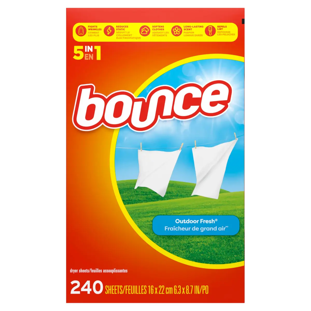 Bounce Outdoor Fresh Scent Fabric Softener Sheets 240 Count | Reduces Static & Wrinkles - view 8