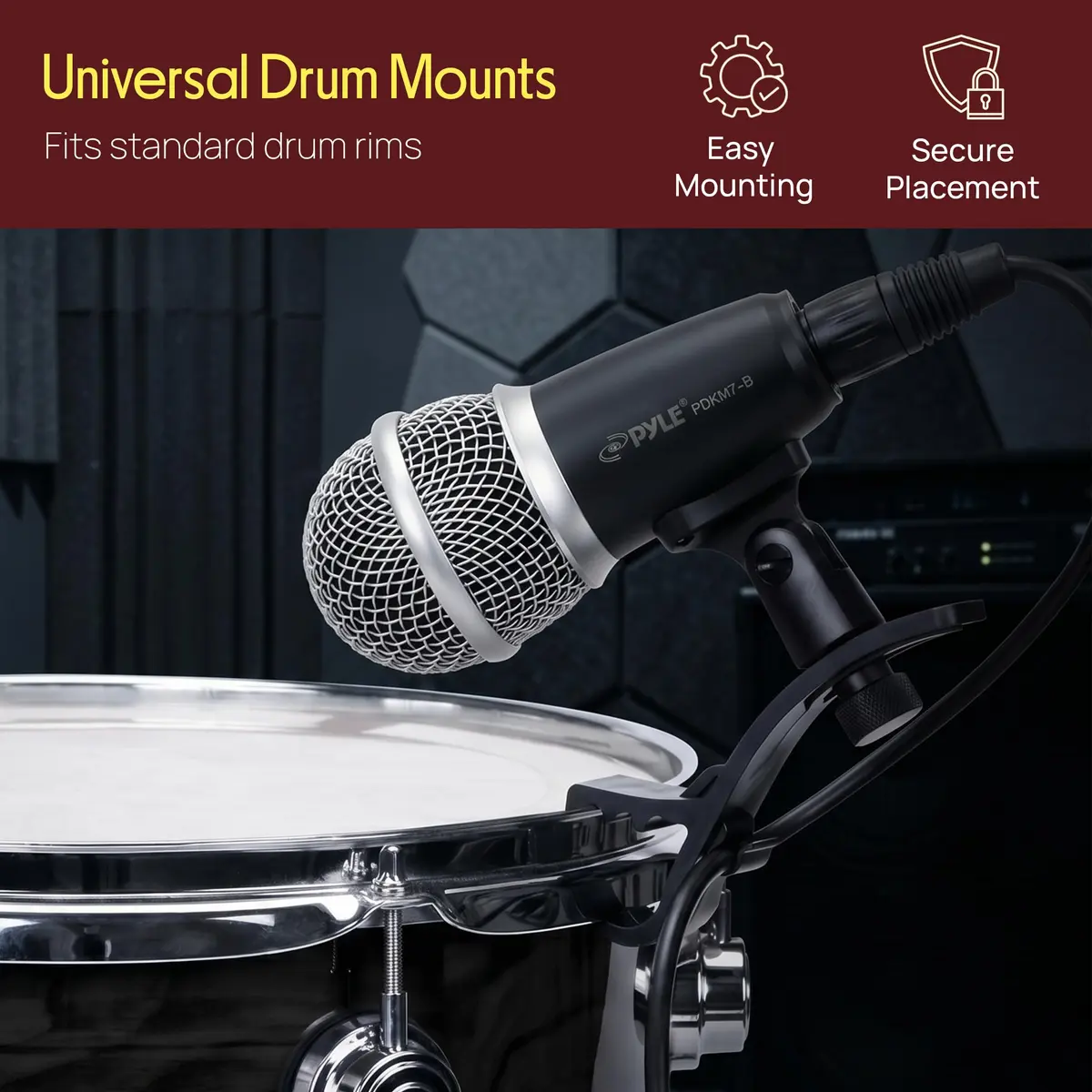 Pyle 7-Piece Wired Dynamic & Condenser Microphone Kit for Drums & Vocals | 50Hz-18kHz Frequency Response - view 4