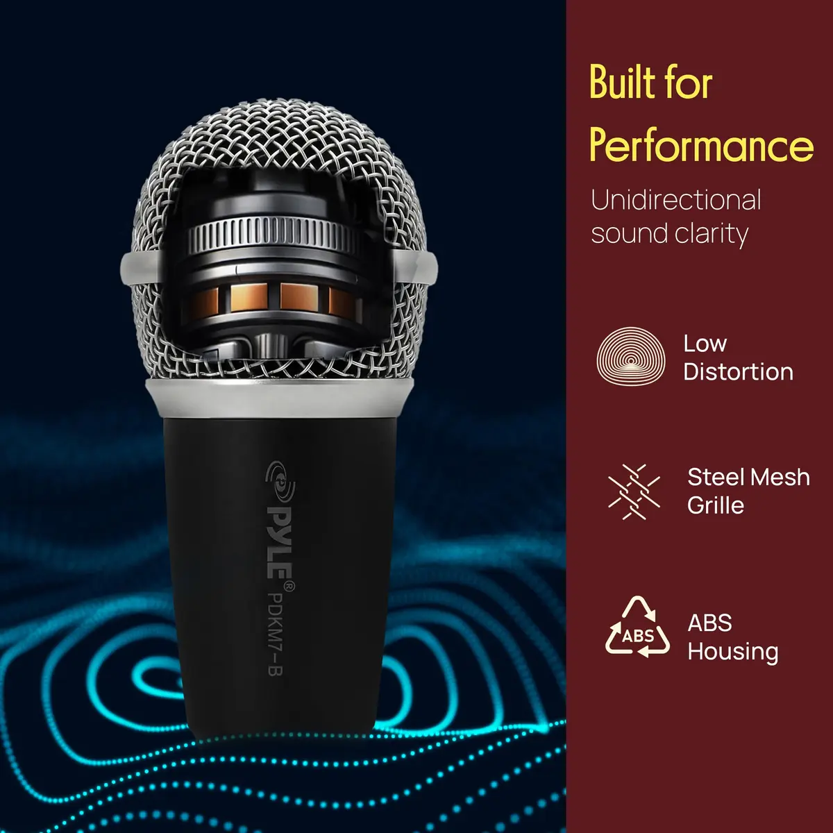 Pyle 7-Piece Wired Dynamic & Condenser Microphone Kit for Drums & Vocals | 50Hz-18kHz Frequency Response - view 3