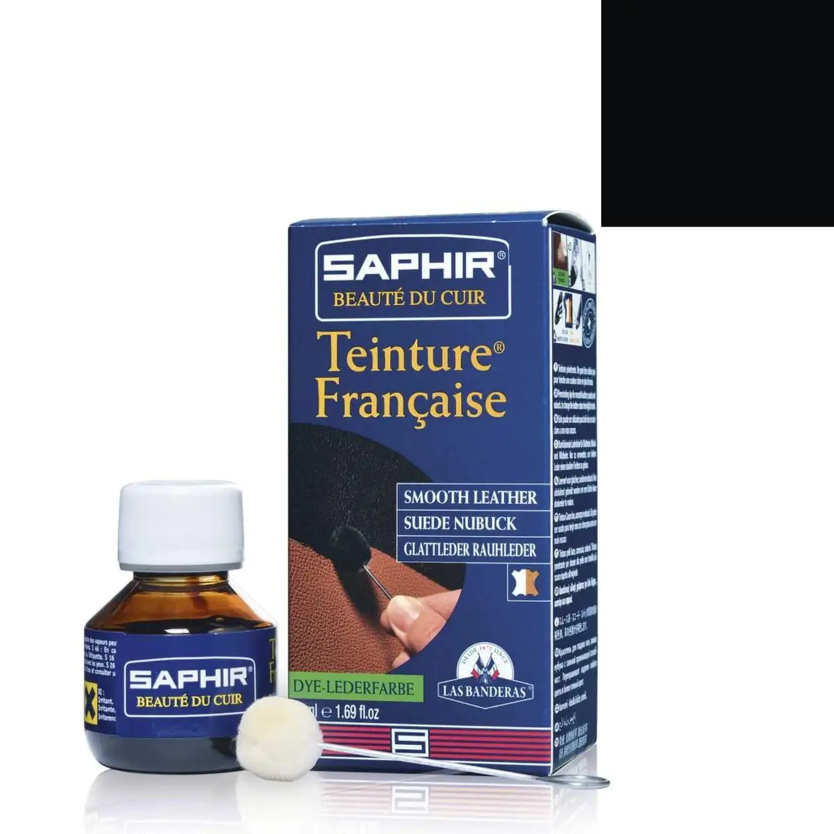Saphir Teinture Française Leather Dye 50ml | Professional Recoloring for Leather, Suede & Nubuck, Black - main product image