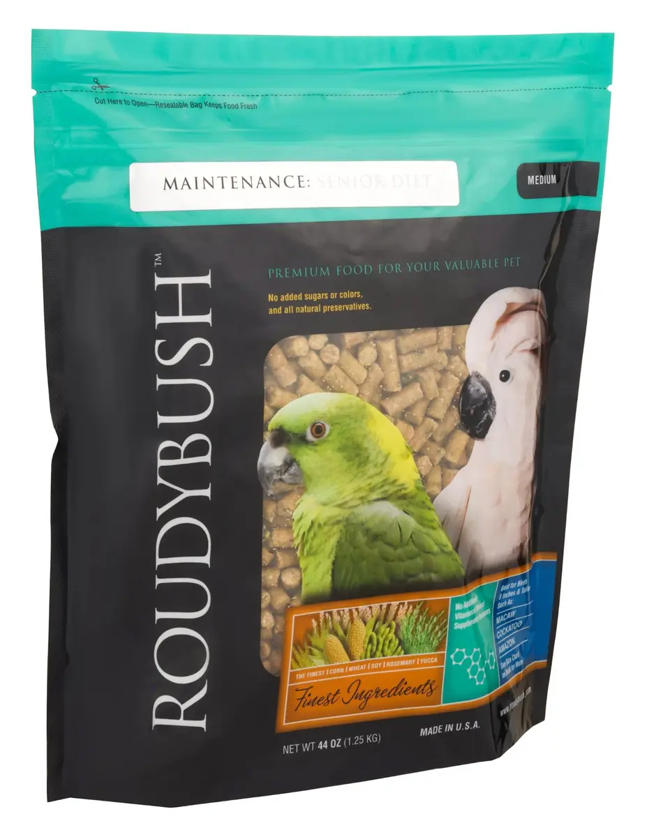 RoudyBush Senior Diet Bird Food, Medium Pellets 44 oz | Supports Mature Birds' Nutrition - main product image