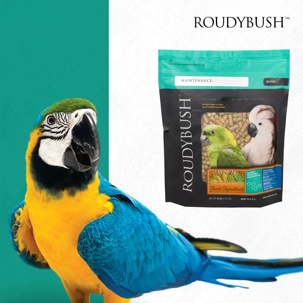 RoudyBush Senior Diet Bird Food, Medium Pellets 44 oz | Supports Mature Birds' Nutrition - view 8