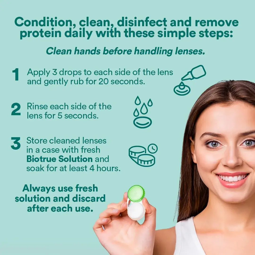 Biotrue Multi-Purpose Contact Lens Solution 296ml (10 fl oz) with Case | FDA Approved & pH Balanced for All-Day Comfort - view 5