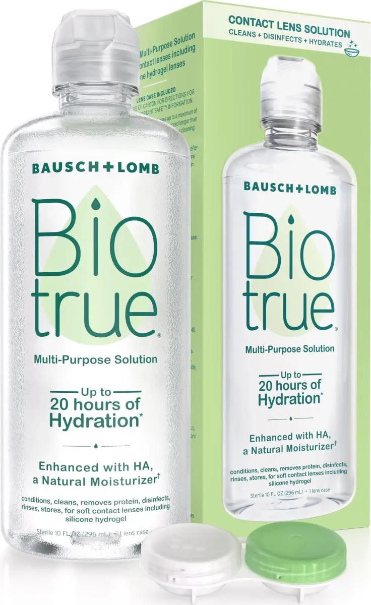 Biotrue Multi-Purpose Contact Lens Solution 296ml (10 fl oz) with Case | FDA Approved & pH Balanced for All-Day Comfort - main product image