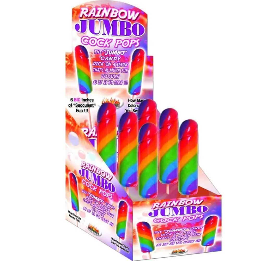 Hott Products Rainbow Jumbo C*ck Pops 6 Piece Set | Fruity Fun for Parties - main product image