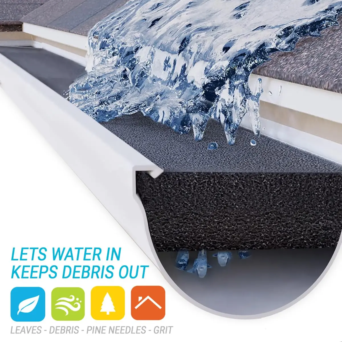 GutterStuff Pro Gutter Guard - 5-Inch Foam Gutter Filter Insert with Leaf Protection & Easy DIY - view 3