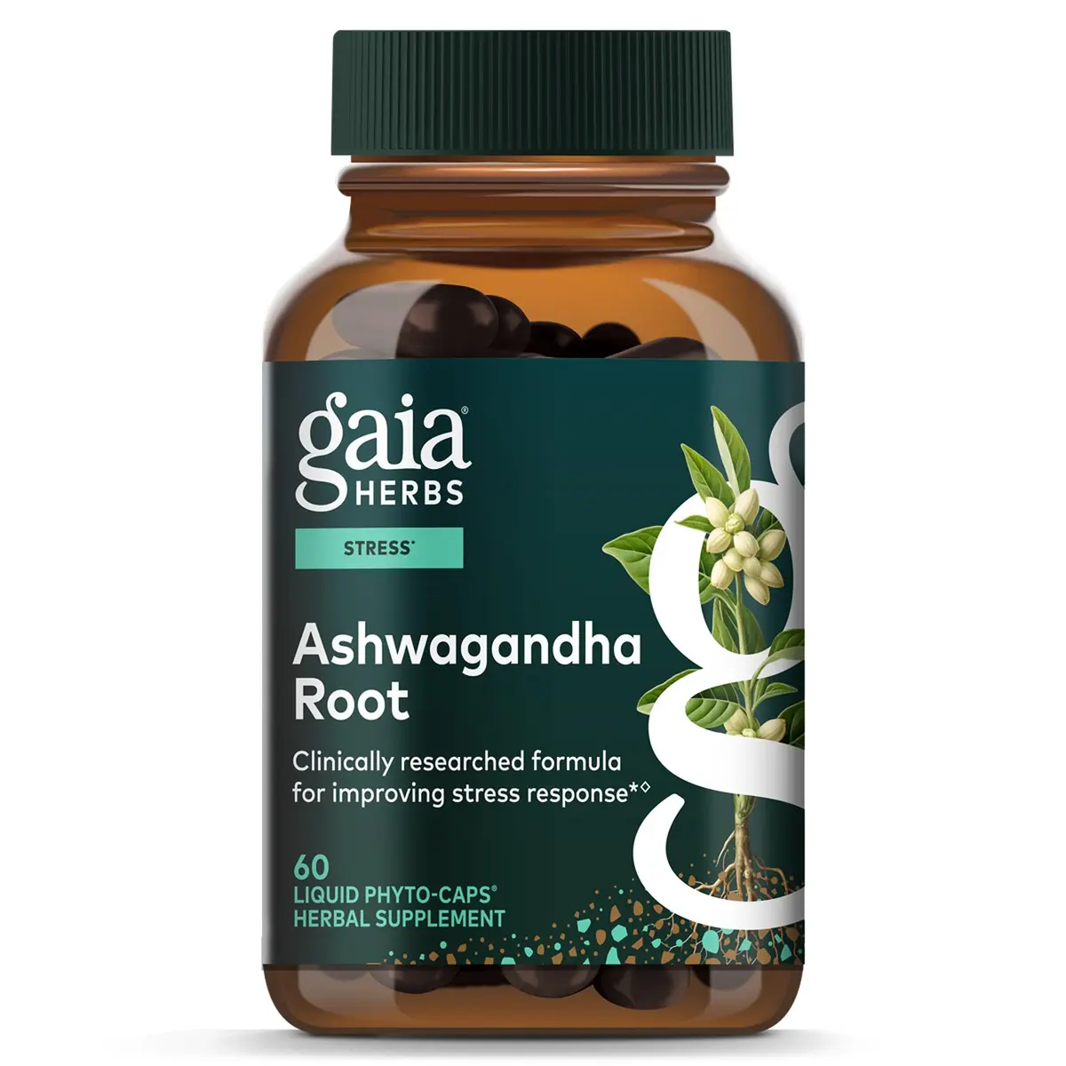 Gaia Herbs Ashwagandha Root 350 mg | Supports Stress & Sleep, Organic, Vegan - main product image