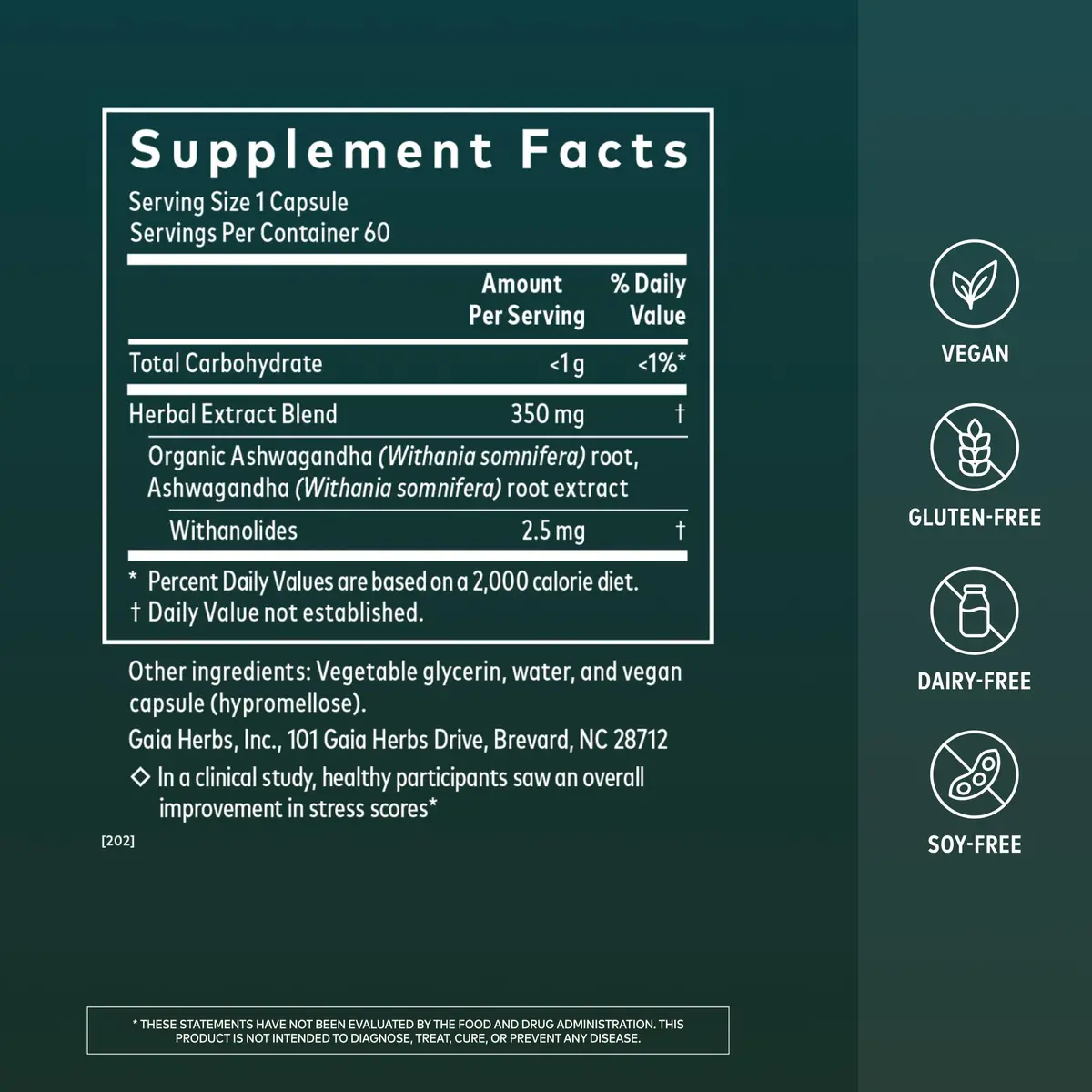Gaia Herbs Ashwagandha Root 350 mg | Supports Stress & Sleep, Organic, Vegan - view 3