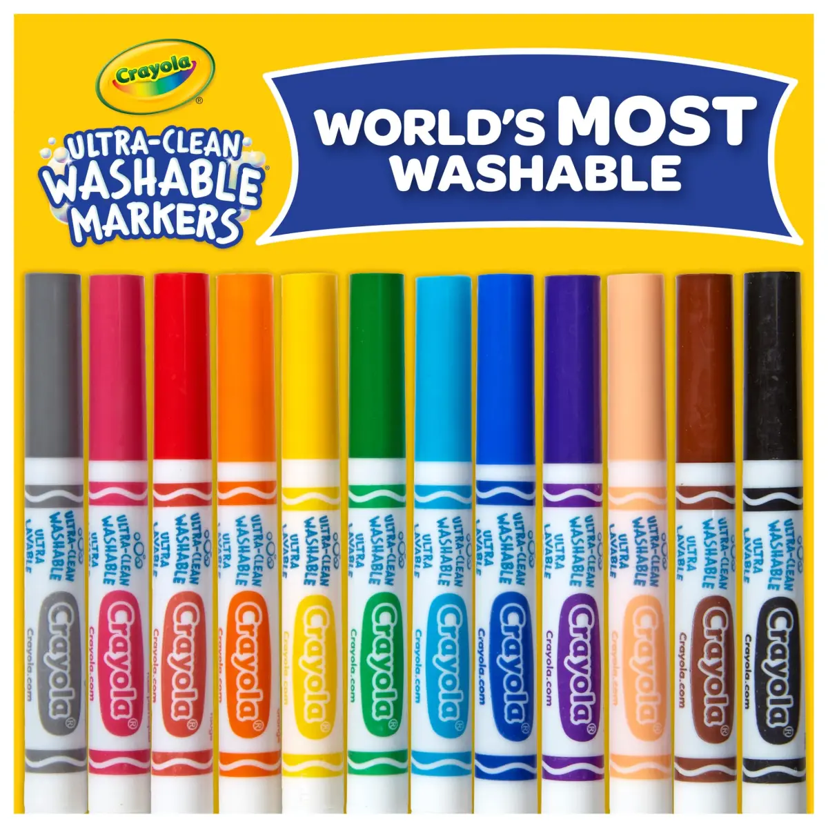 Crayola Broad Line Markers (12 Count, 2mm+) | Washable Markers for Kids, Assorted Colors, Arts & Crafts Supplies - view 2