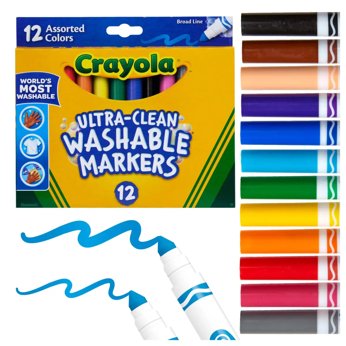 Crayola Broad Line Markers (12 Count, 2mm+) | Washable Markers for Kids, Assorted Colors, Arts & Crafts Supplies - view 4