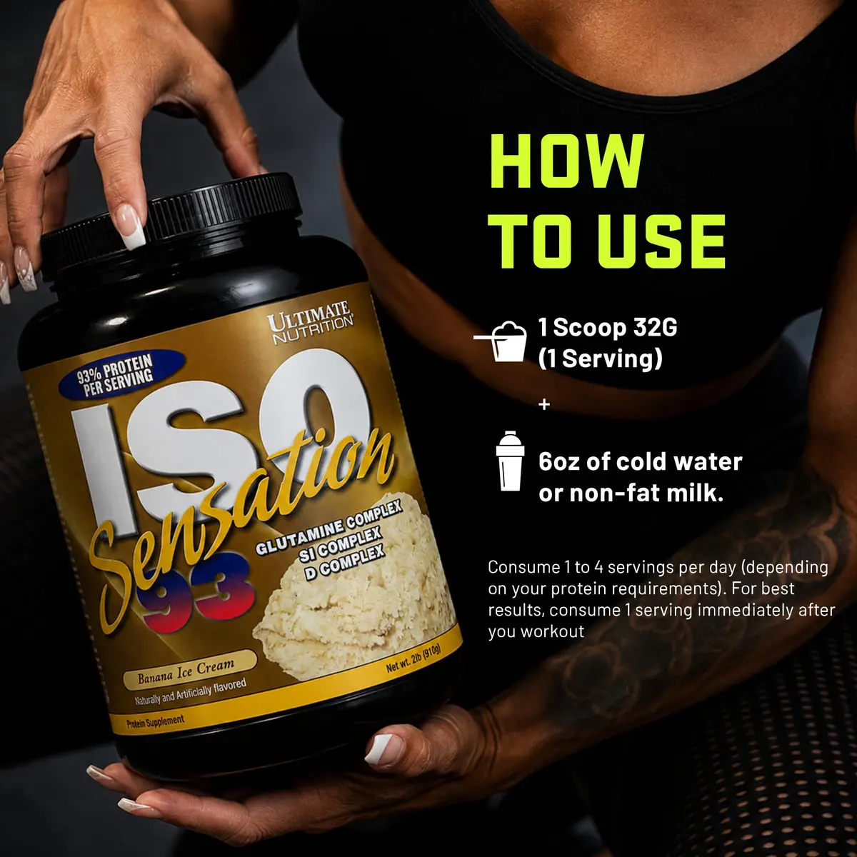 Ultimate Nutrition ISO Sensation 93 Whey Isolate Banana Ice Cream 5 lb | 30g Protein, Low Carb, Keto Friendly, Made in USA - view 5