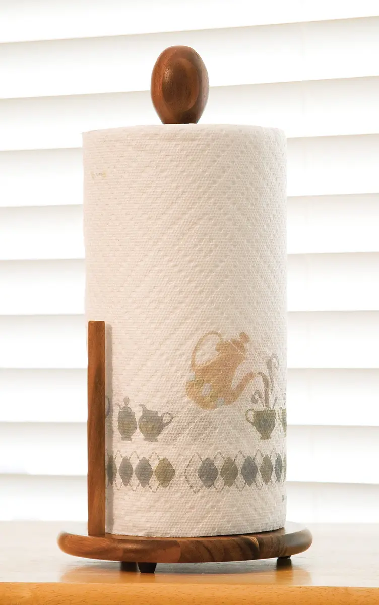 Lipper International Acacia Wood Standing Paper Towel Holder 7-1/8" x 14-1/4" | Durable Kitchen Organizer - view 2