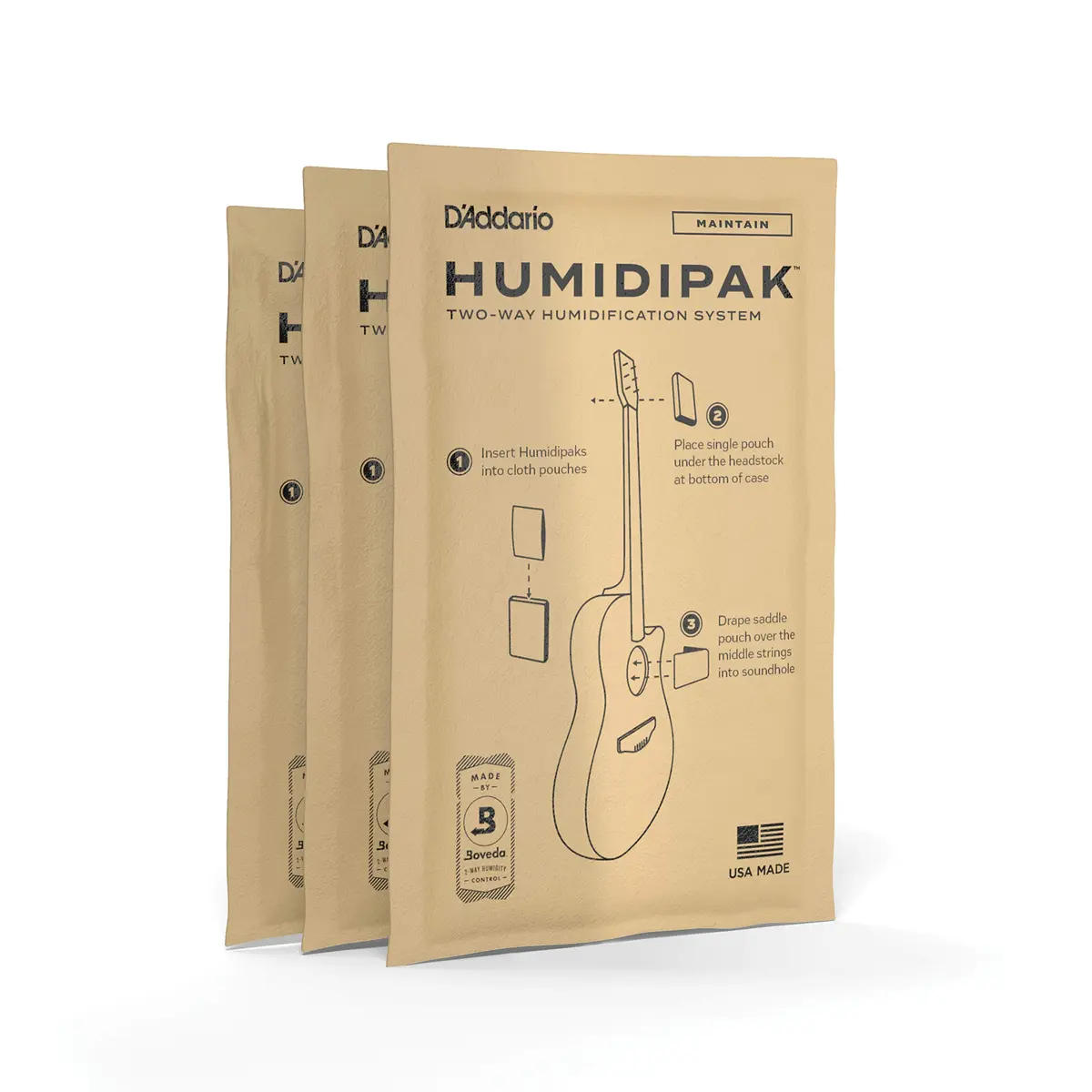 D'Addario Humidipak Guitar Maintain Packets 3-Pack | Prevents Warping & Cracks - main product image