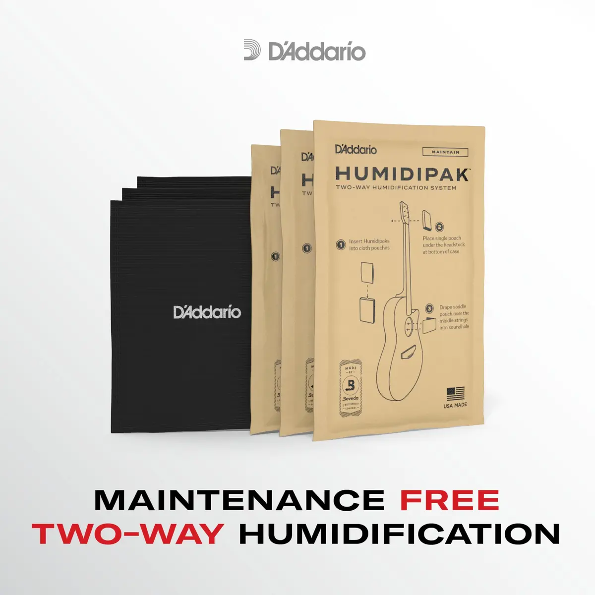 D'Addario Humidipak Guitar Maintain Packets 3-Pack | Prevents Warping & Cracks - view 2