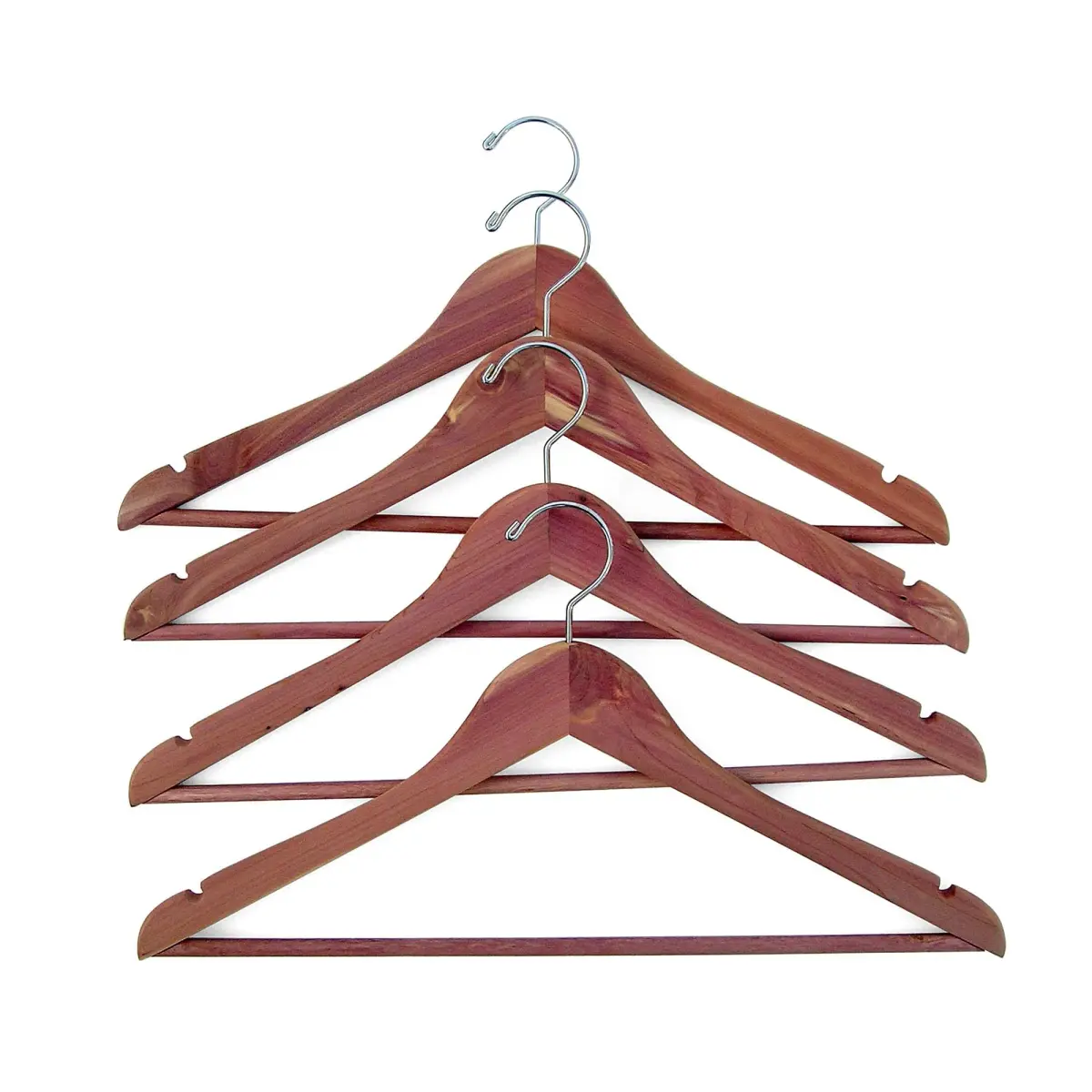 Household Essentials CedarFresh Red Cedar Wood Clothes Hangers with Swivel Hook - Set of 4 | Protects Garments Naturally - main product image