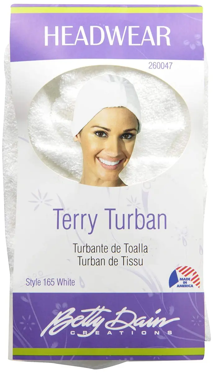 Betty Dain White Turban | Breathable Stretch Terry Cloth Head Cover for Hair Loss & Comfort - view 4