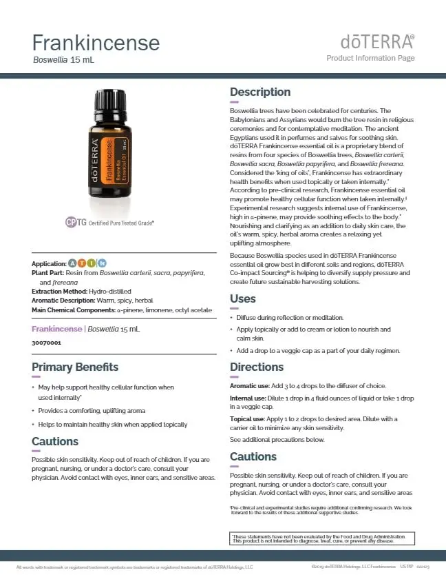 doTERRA Frankincense Essential Oil 15 ml | Cellular & Immune Support, US Sourced - view 8