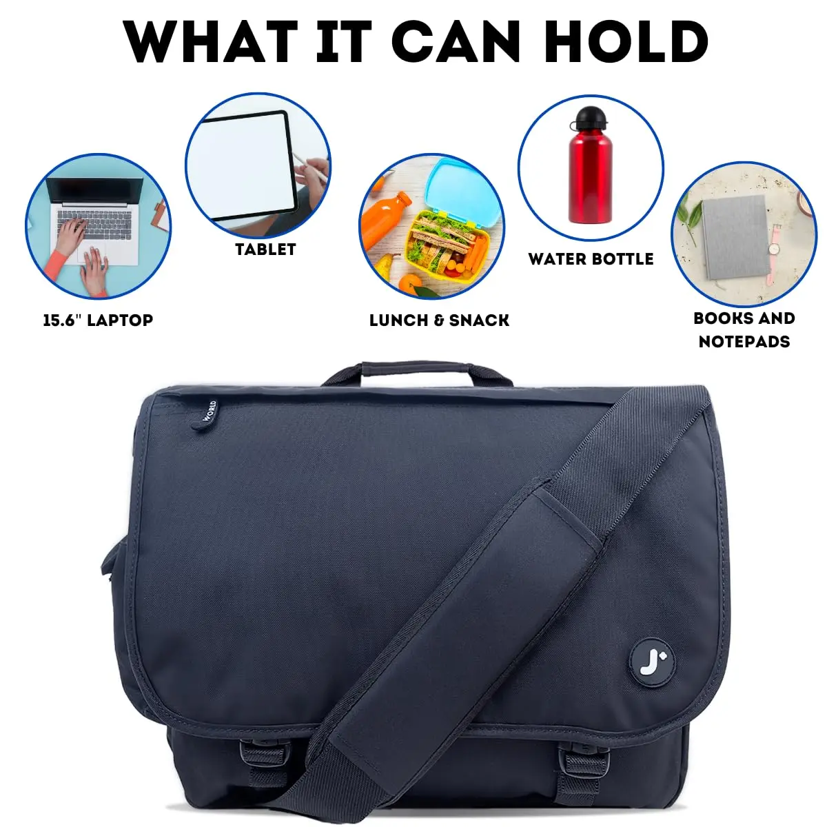 J World New York Thomas Laptop Messenger Bag for Women & Men | 17 x 13.5 x 6 in | Water-Resistant, Padded Laptop Sleeve - view 7