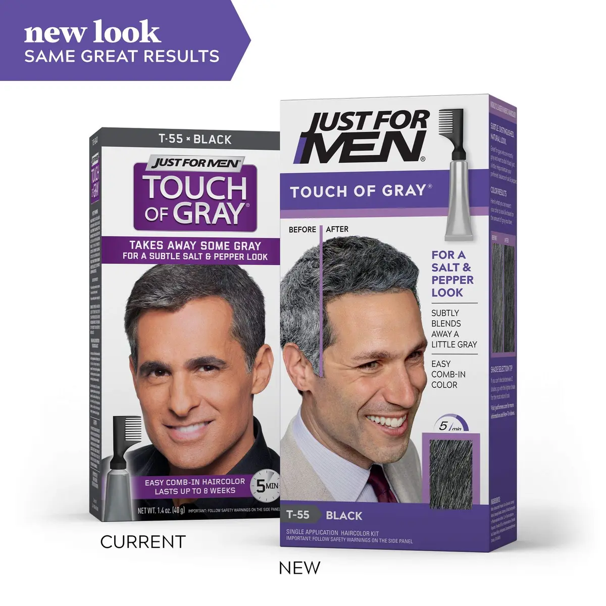 Just for Men Touch Of Gray Hair Color, Black-Gray 6 Pack | Natural Salt & Pepper Blend - view 2