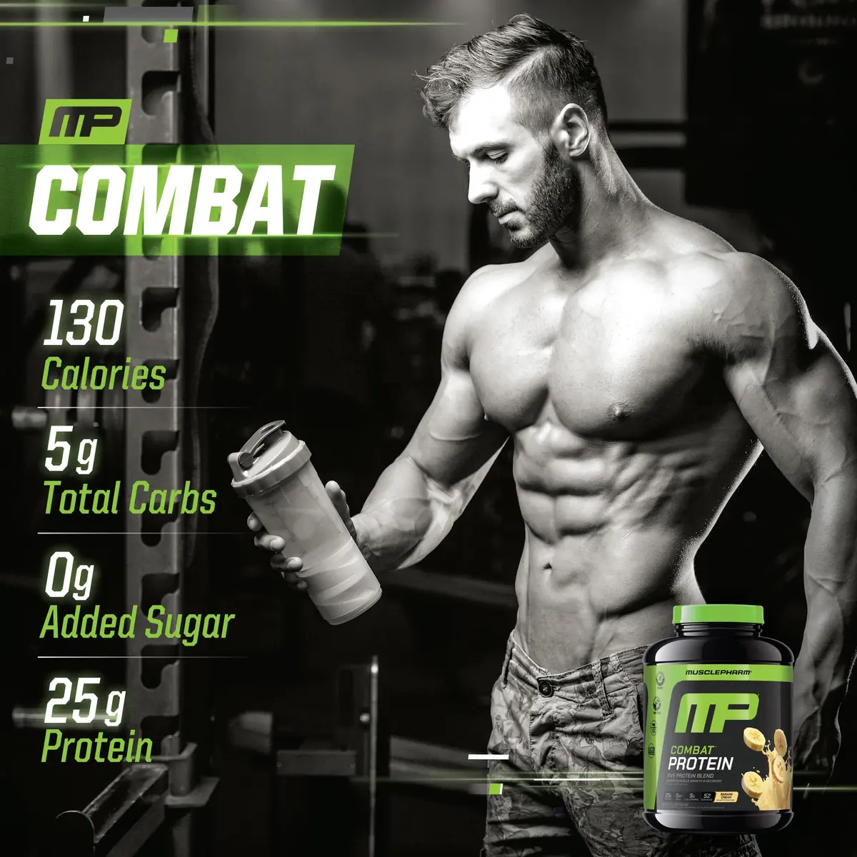 MusclePharm Combat Protein Powder | 5-Protein Blend | Banana Cream - 4.1 lb - view 4