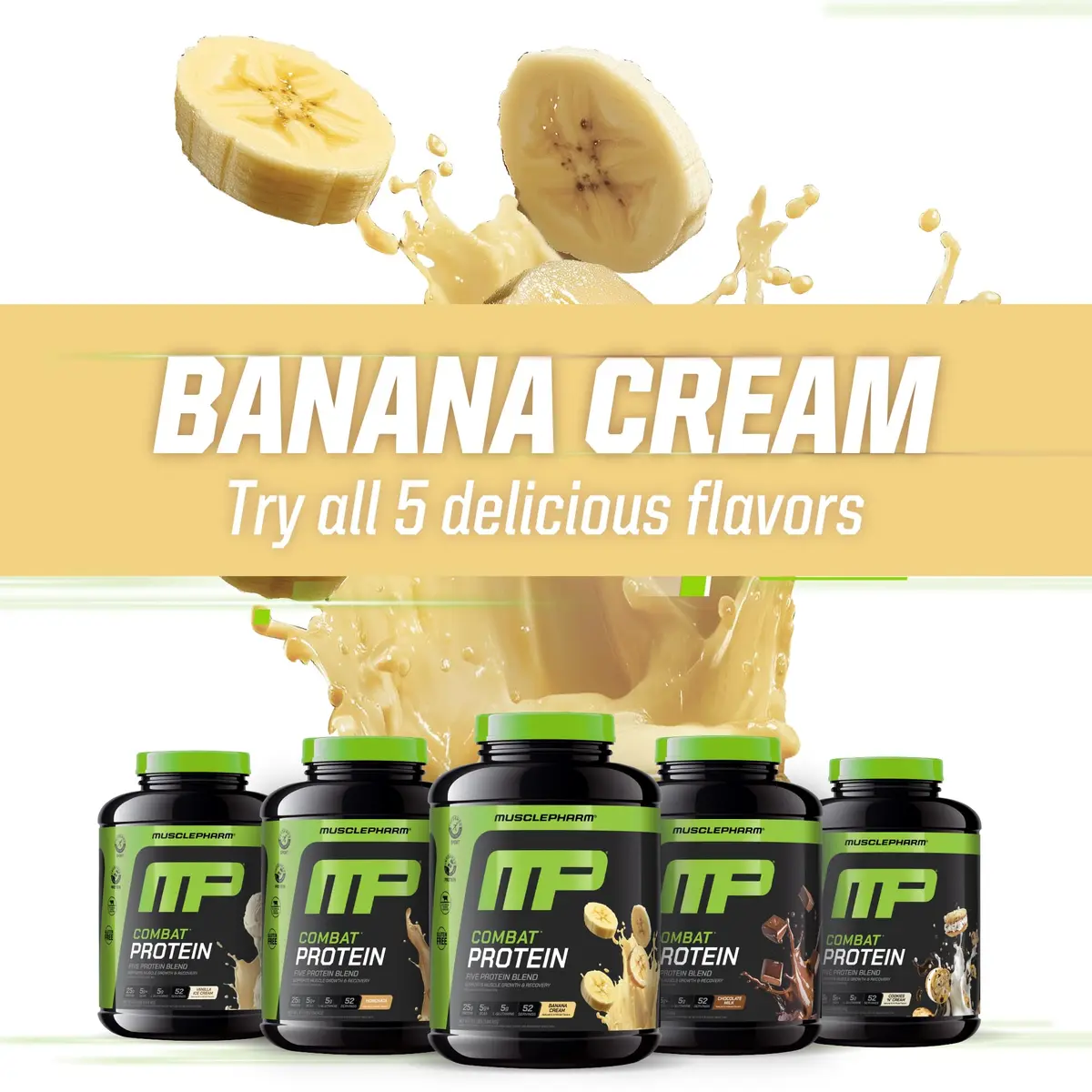 MusclePharm Combat Protein Powder | 5-Protein Blend | Banana Cream - 4.1 lb - view 6