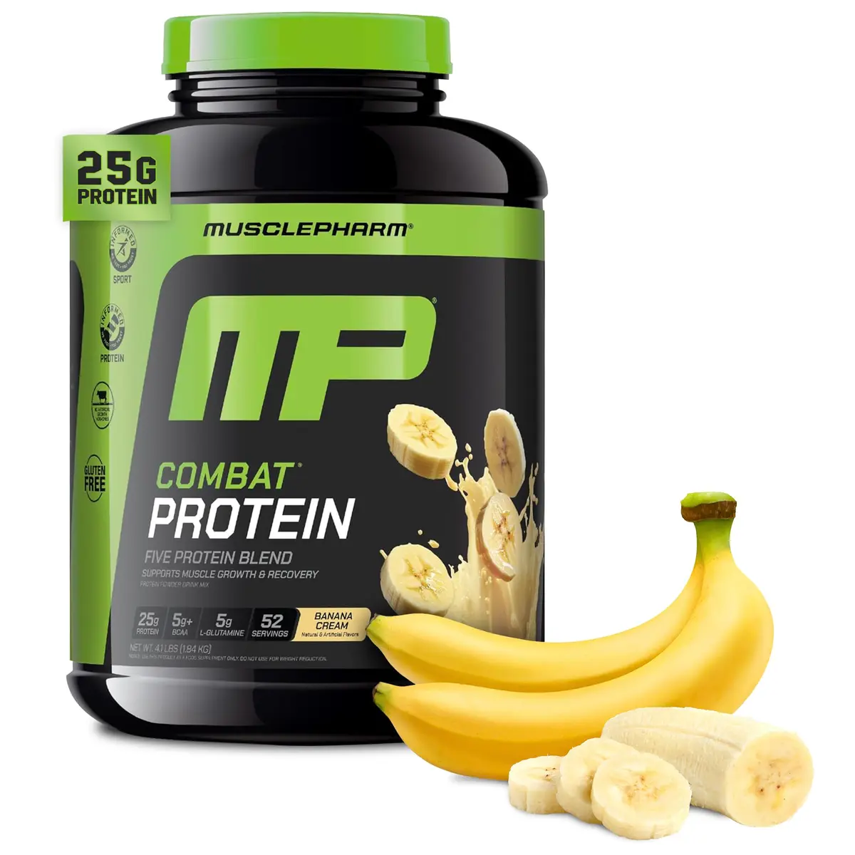 MusclePharm Combat Protein Powder | 5-Protein Blend | Banana Cream - 4.1 lb - main product image