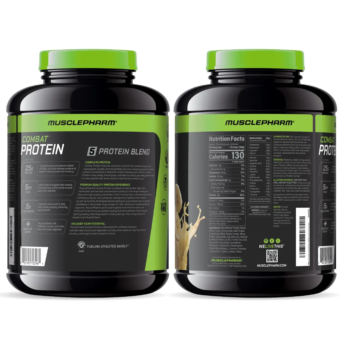 MusclePharm Combat Protein Powder | 5-Protein Blend | Banana Cream - 4.1 lb - view 9