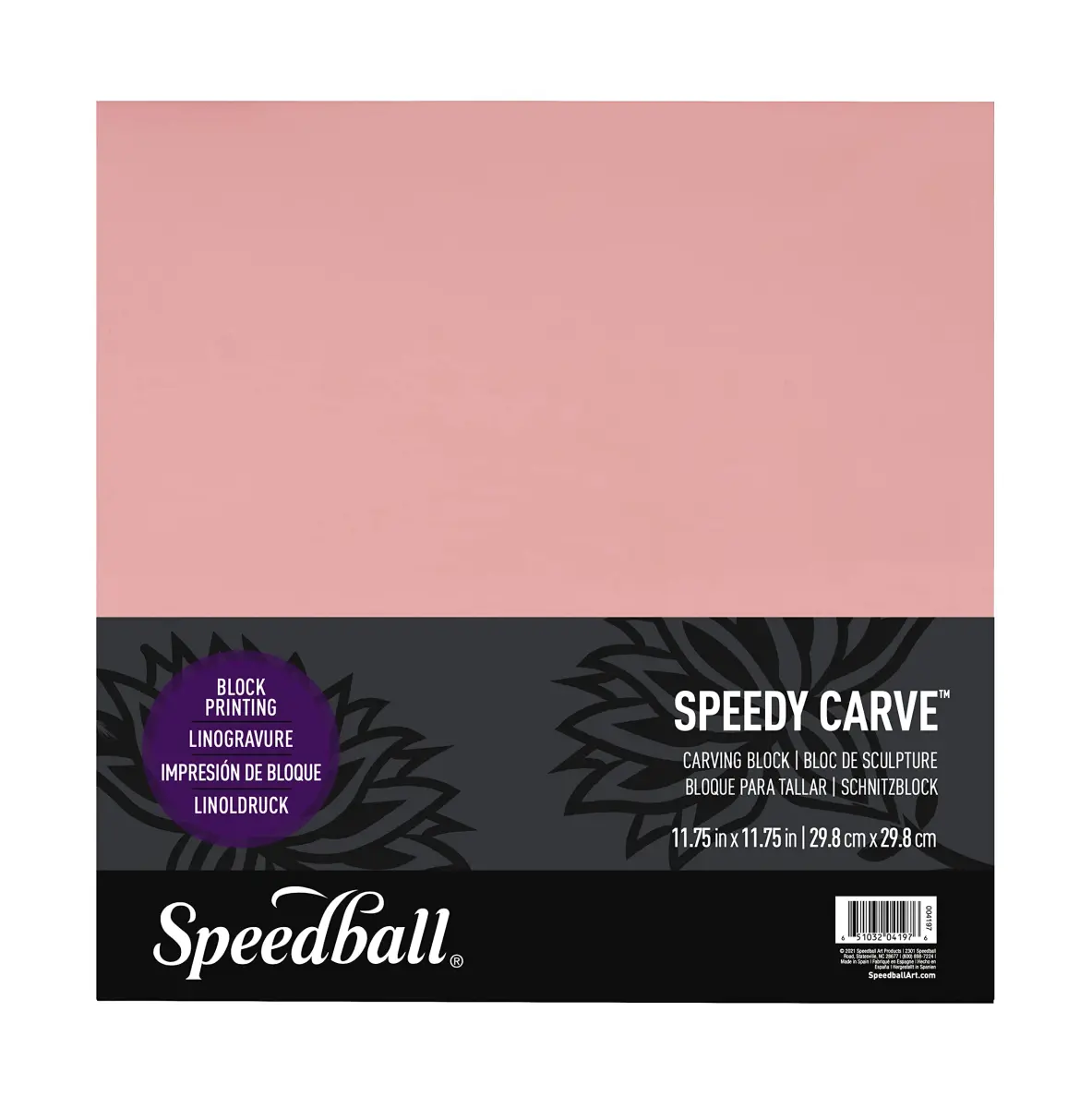 Speedball Speedy-Carve Linocut Block 29.8 cm (11.75 in) | Easy Carving Pink Rubber for Printmaking & Stamps - main product image