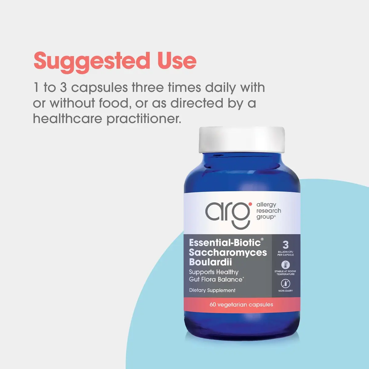 Allergy Research Group ARG Essential-Biotic Saccharomyces Boulardii 60 Capsules | Gut & Immune Support with 9 Billion CFU - view 3