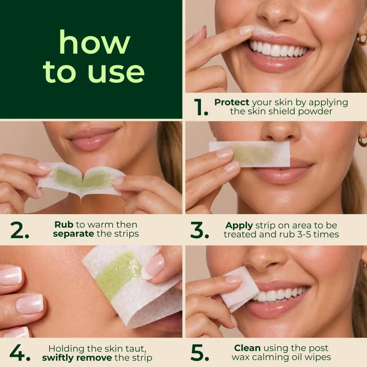 Nad's Hypoallergenic Facial Wax Strips for Women | 20 Strips + 4 Calming Wipes - view 4