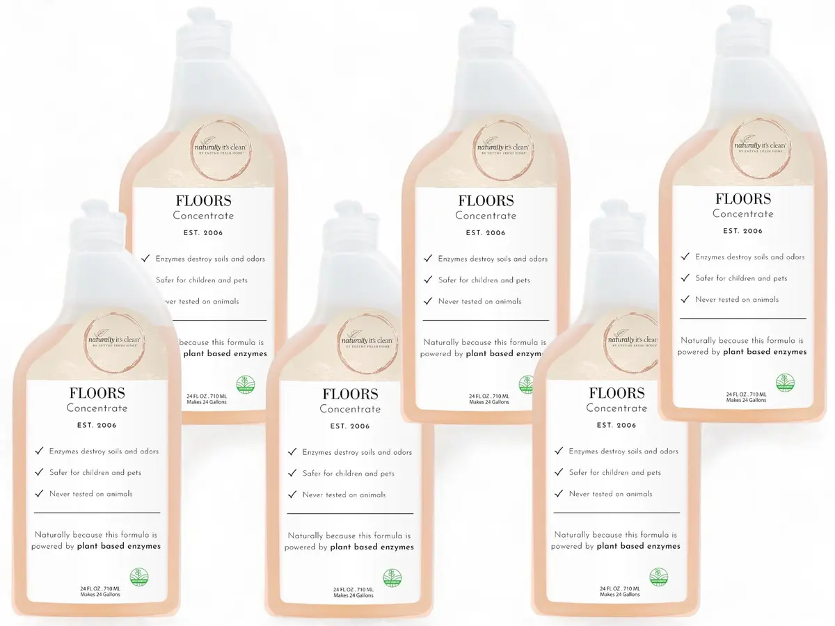 naturally it's clean Enzyme Floor Cleaner Concentrate | 6 Pack | Makes 24 Gallons of Rinse-Free Natural Floor Cleaner - main product image