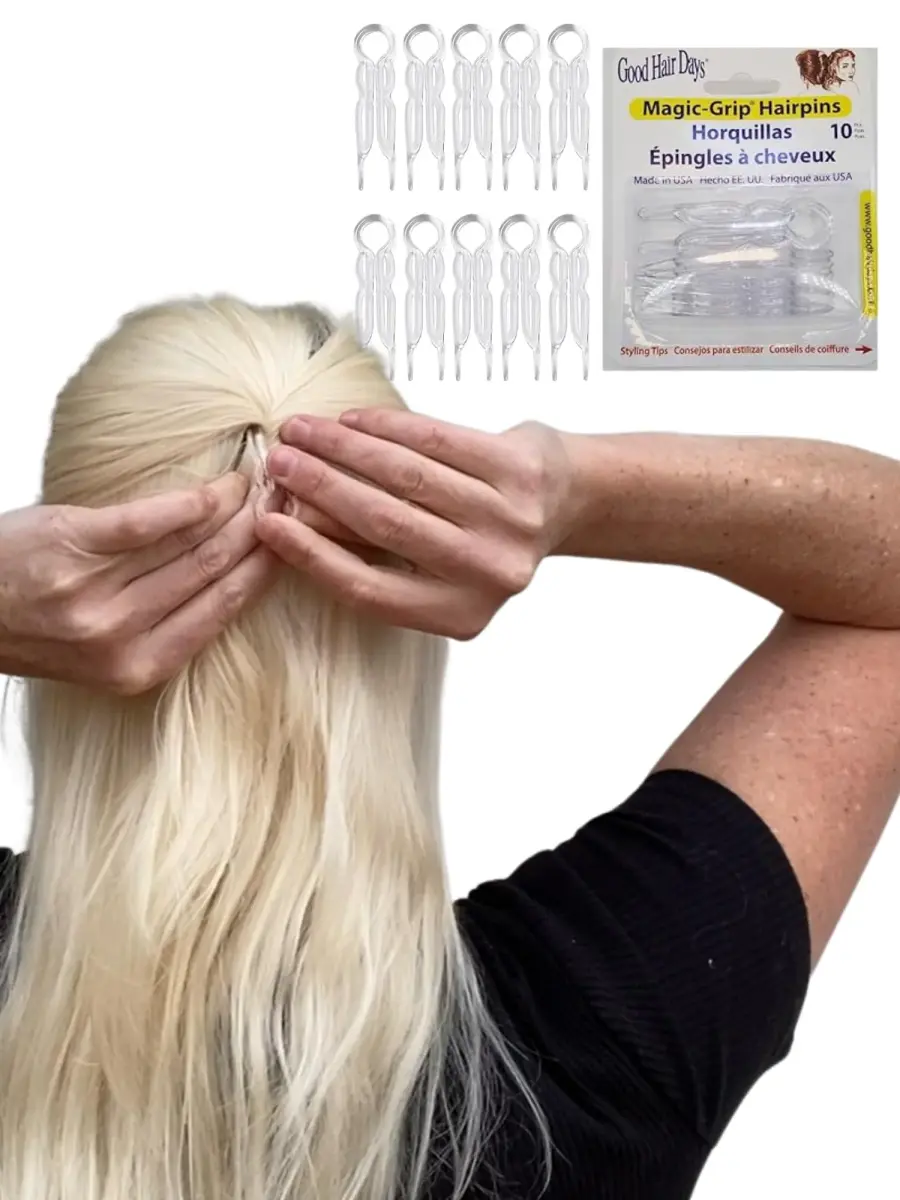 Good Hair Days Magic-Grip Hairpins, 10 Styling U-Pins for Strong Hold | Crystal Finish - main product image