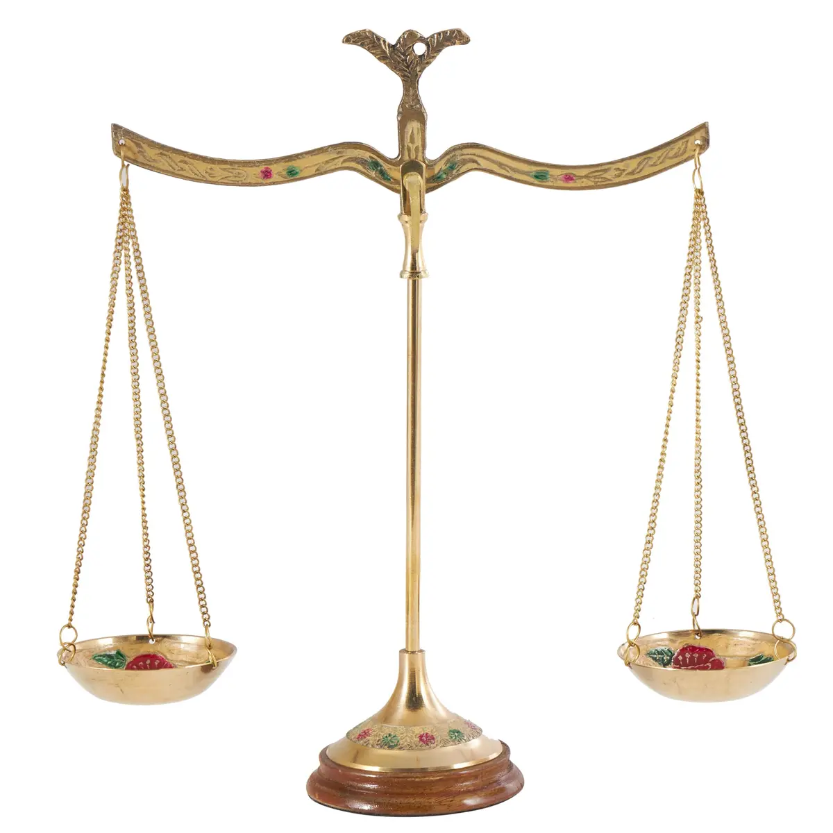 deco 79 Metal Small Vintage Style Decorative Scales with Floral Accents 12" x 4" x 12" | Elegant Home Decor - main product image