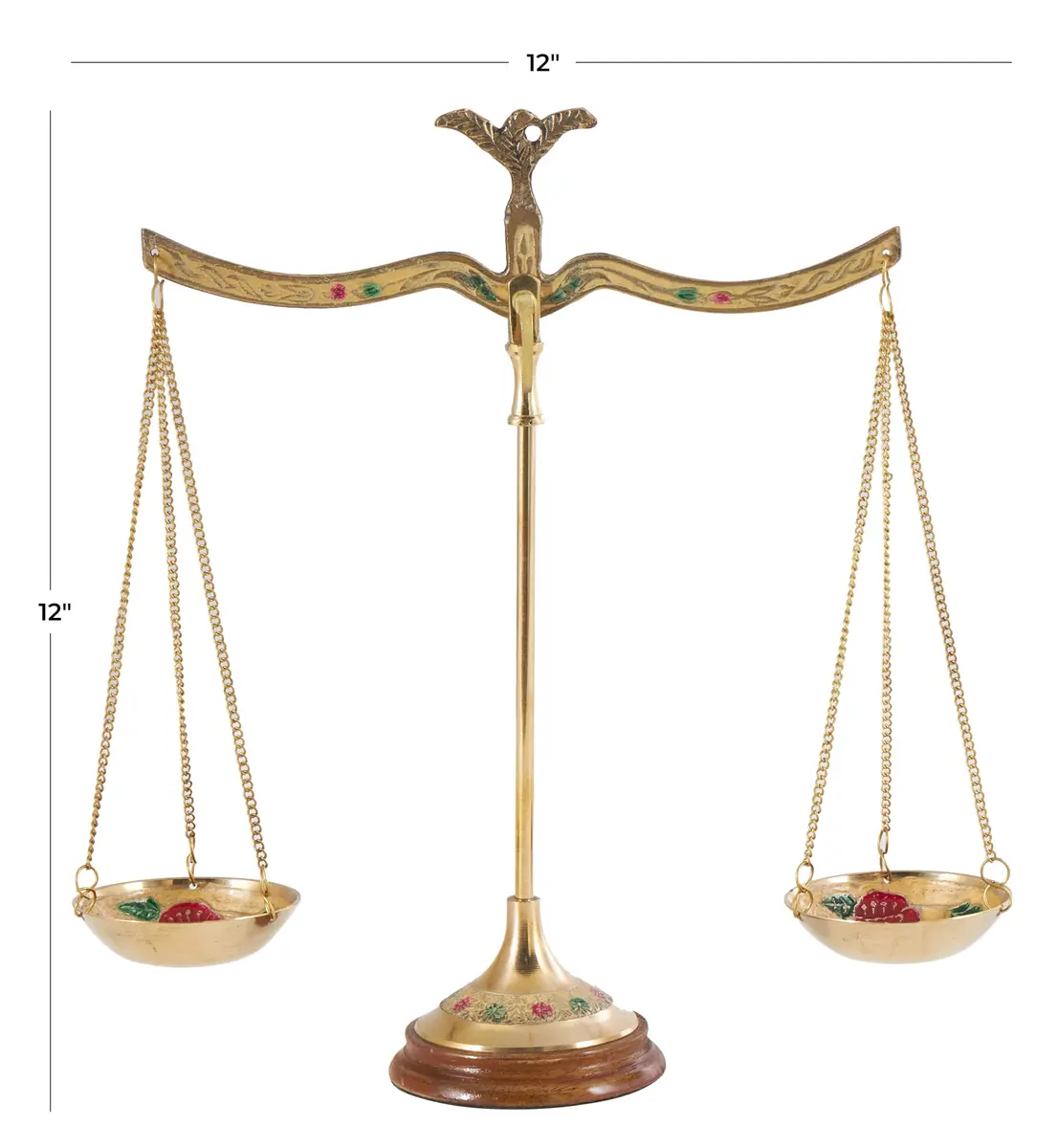deco 79 Metal Small Vintage Style Decorative Scales with Floral Accents 12" x 4" x 12" | Elegant Home Decor - view 6